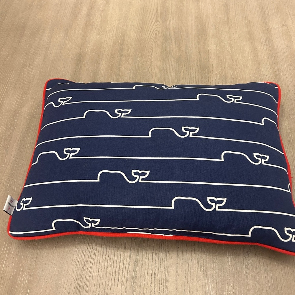 Vineyard Vines Navy and Red Whale Pillow
